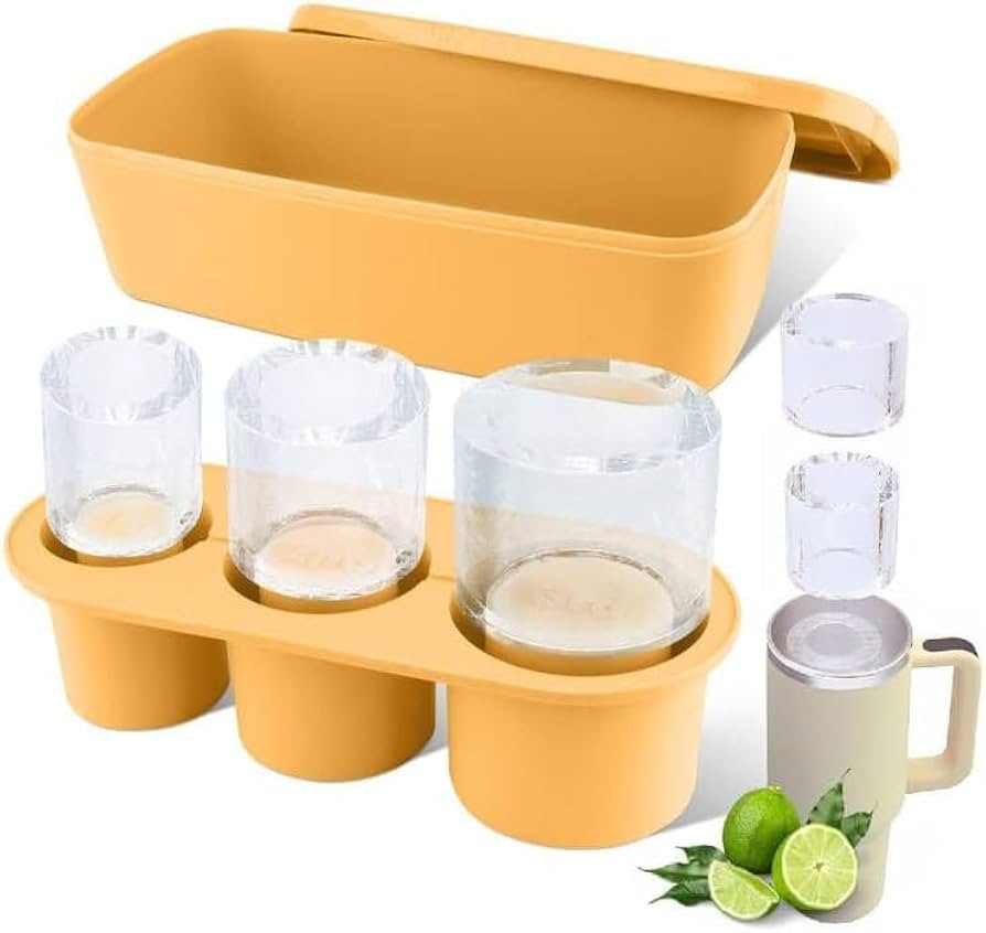 Tcamp Silicone Ice Cube Tray for Freezer, Large Hollow Cylinder Ice Cube Molds with Lid and Bin f... | Amazon (US)