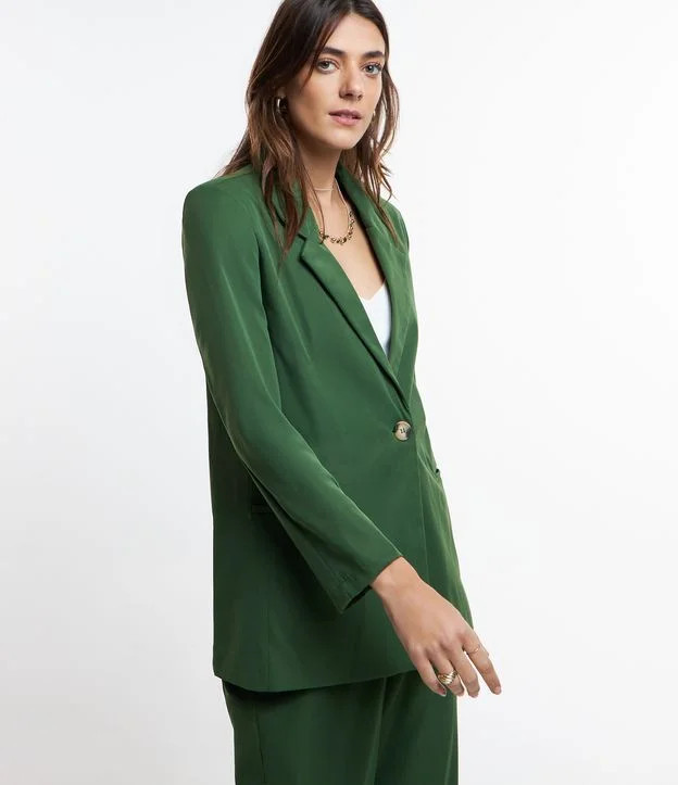 Blazer Alfaiatado com Faixa na Cintura e Abotoamento Verde | Renner (BR)