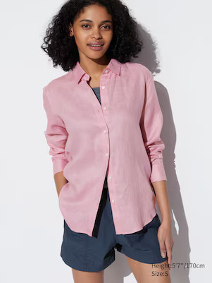 WOMEN'S 100% EUROPEAN PREMIUM LINEN LONG SLEEVE SHIRT | UNIQLO AU | Uniqlo Australia