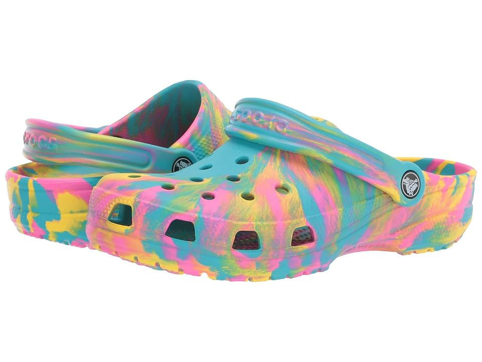 Crocs Kids Classic Marbled Tie-Dye CLogs (Little Kid/Big Kid) Kids Shoes Digital Aqua/Multi: 6 Big Kid M | Zappos.com