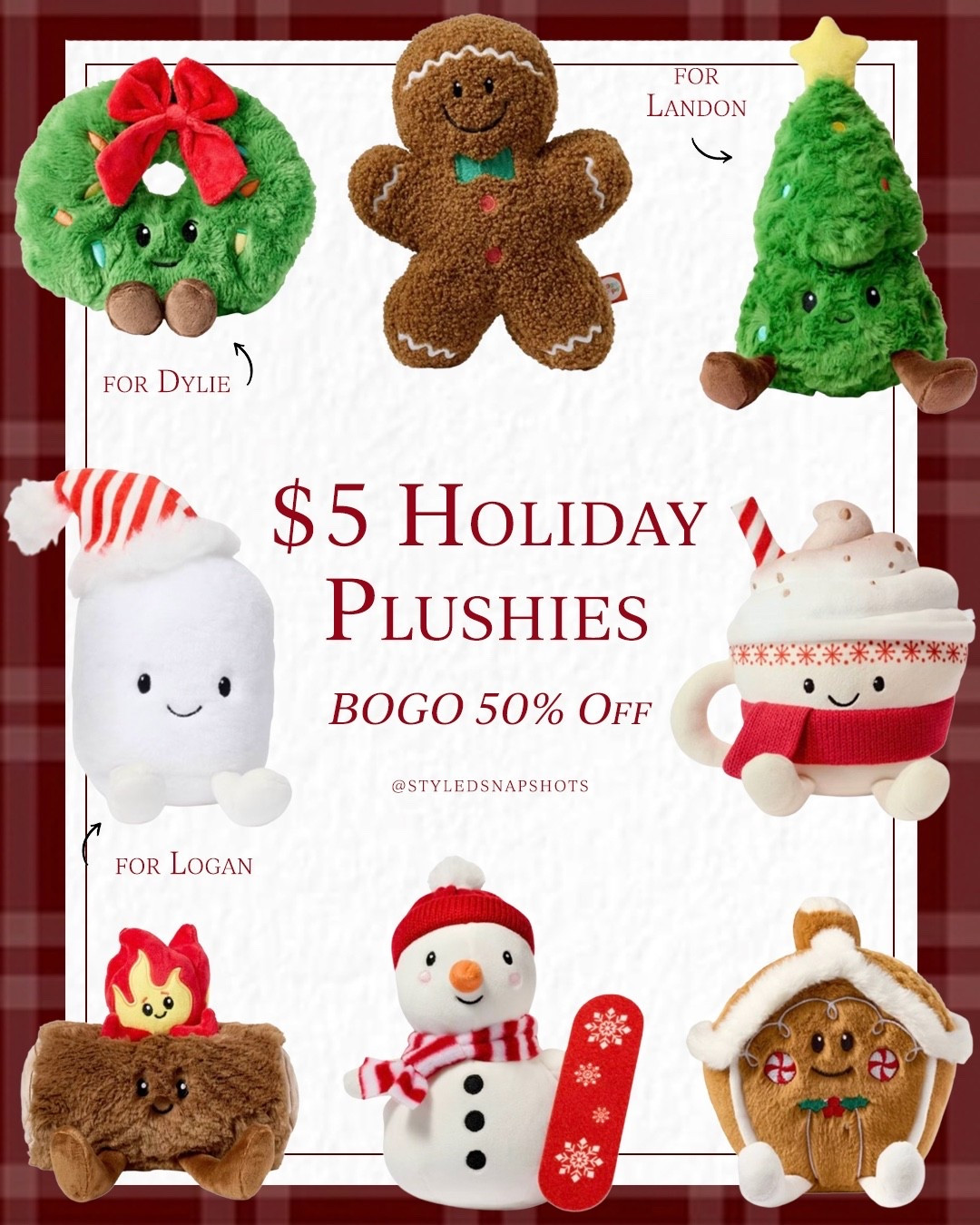How cute are these plushies?! They give jellycat vibes for $5. They’re also BOGO 50% off 

kids holiday plush 

#LTKHoliday #LTKFindsUnder50 #LTKKids