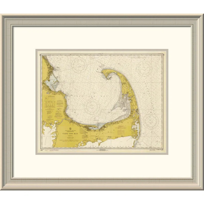 Nautical Chart - Cape Cod Bay Ca. 1970 - Sepia Tinted Framed On Paper Print | Wayfair North America