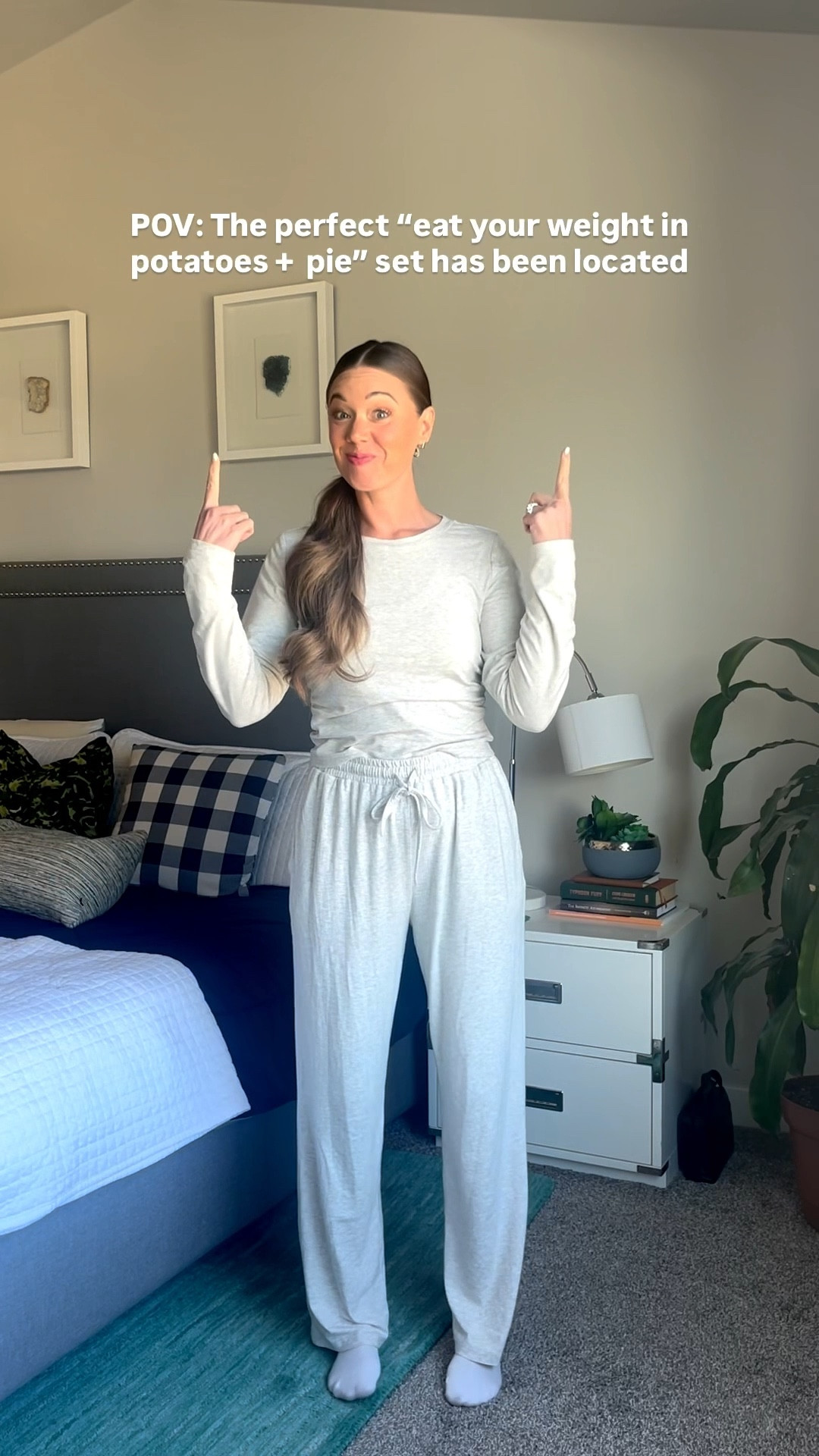 I sized up to a M for more length in the top + roomy fit in pants. 