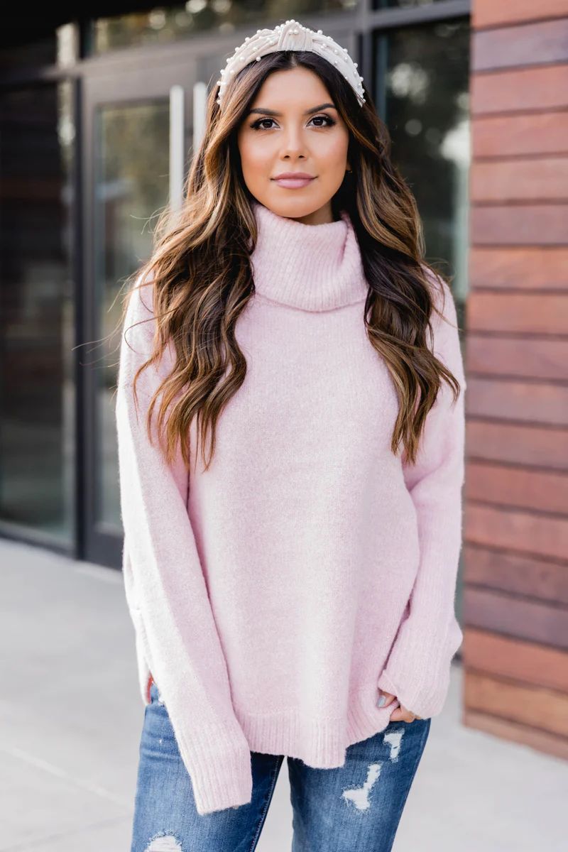 Every Piece Of Me Turtleneck Sweater Blush | The Pink Lily Boutique