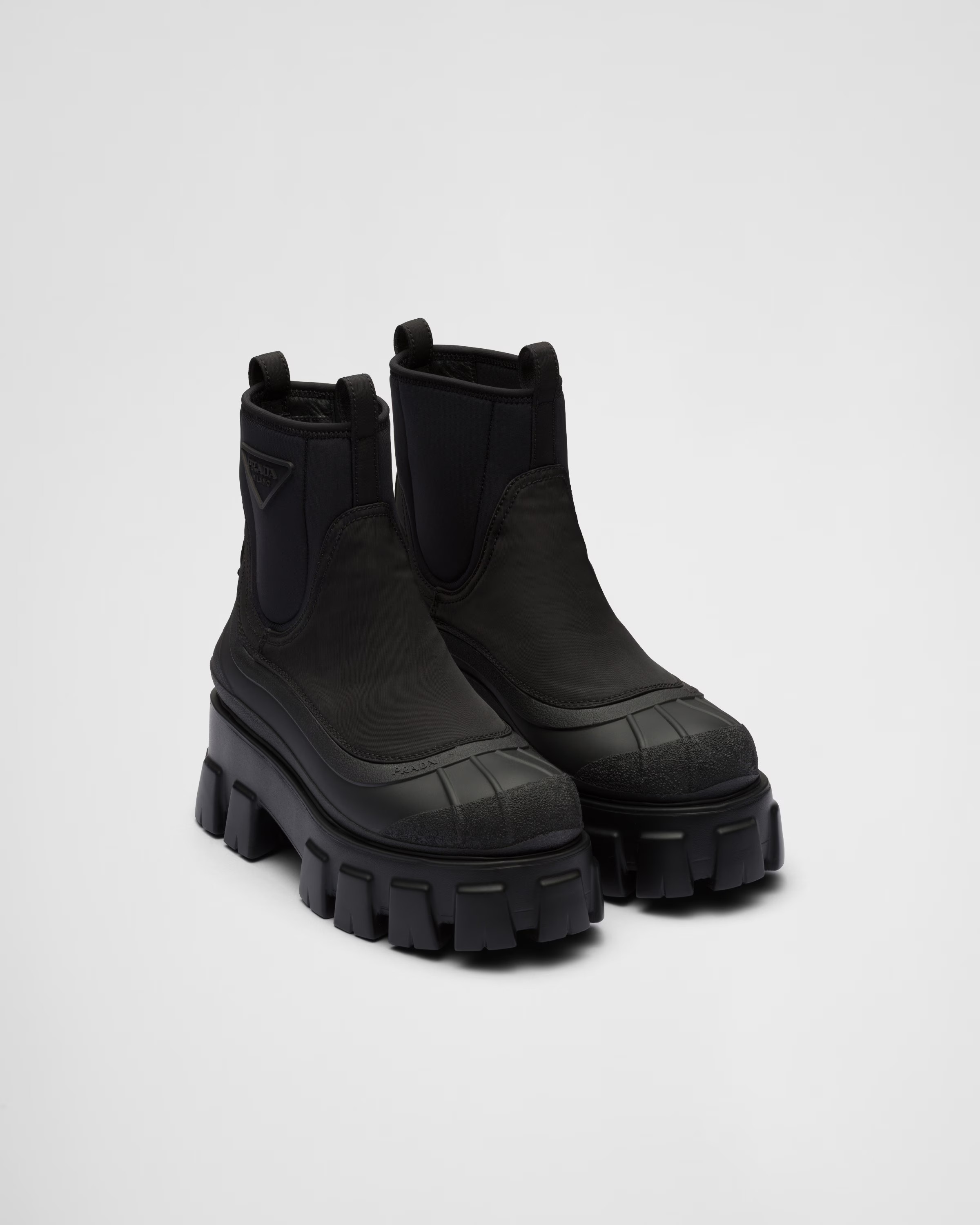 Black Monolith Re-nylon Gabardine Boots | PRADA | Prada Spa US
