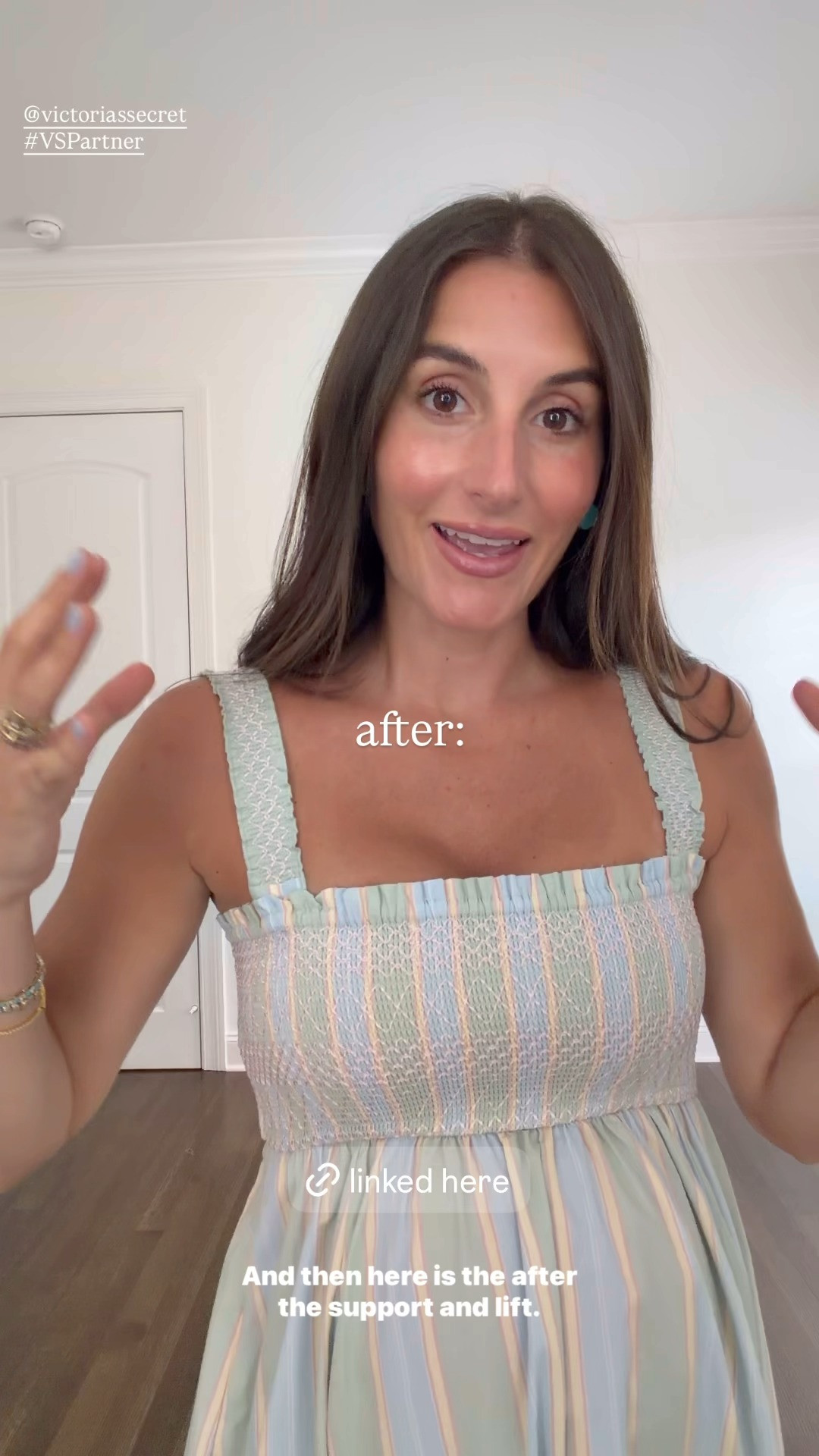 This @victoriassecret Bandeau is the only strapless bra I own 👏🏻 its comfortable, seamless, supportive & it has a no slip technology that keeps it in place!+ I also grabbed some pajama sets & the softest sleepshirt that I will be living in postpartum!! #VSPartner 🤍 

 
