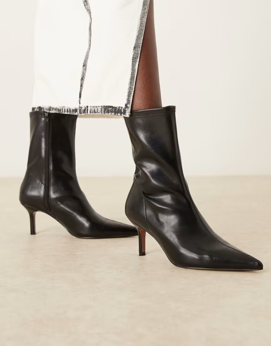 ASOS DESIGN Rosalind kitten heel ankle boots in black | ASOS (Global)
