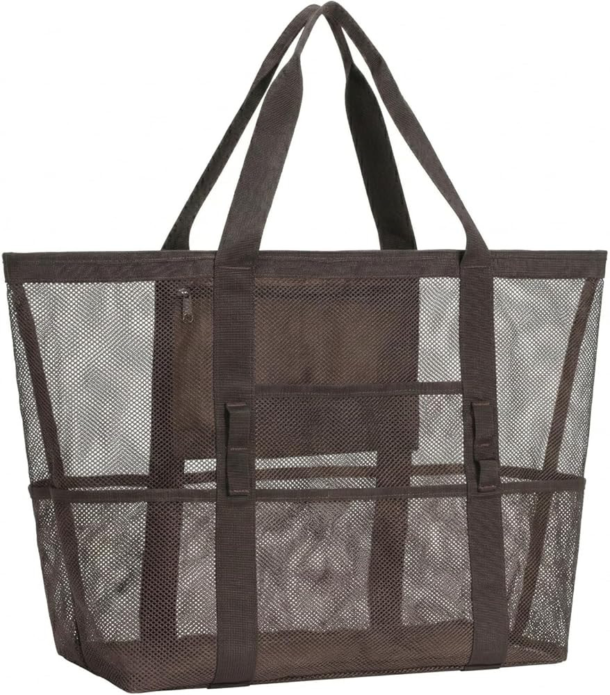 F-color Mesh Beach Bag Family - Large Tote Bag 9 Pockets for Swim Pool Toys Cruise Beach Vacation... | Amazon (US)