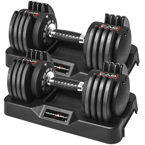 CAP Barbell ADJUSTABELL® 25 lb Pair of Adjustable Dumbbells with Contoured Full Rotation Handle, Honeycomb Chrome and Black Handle | Amazon (US)