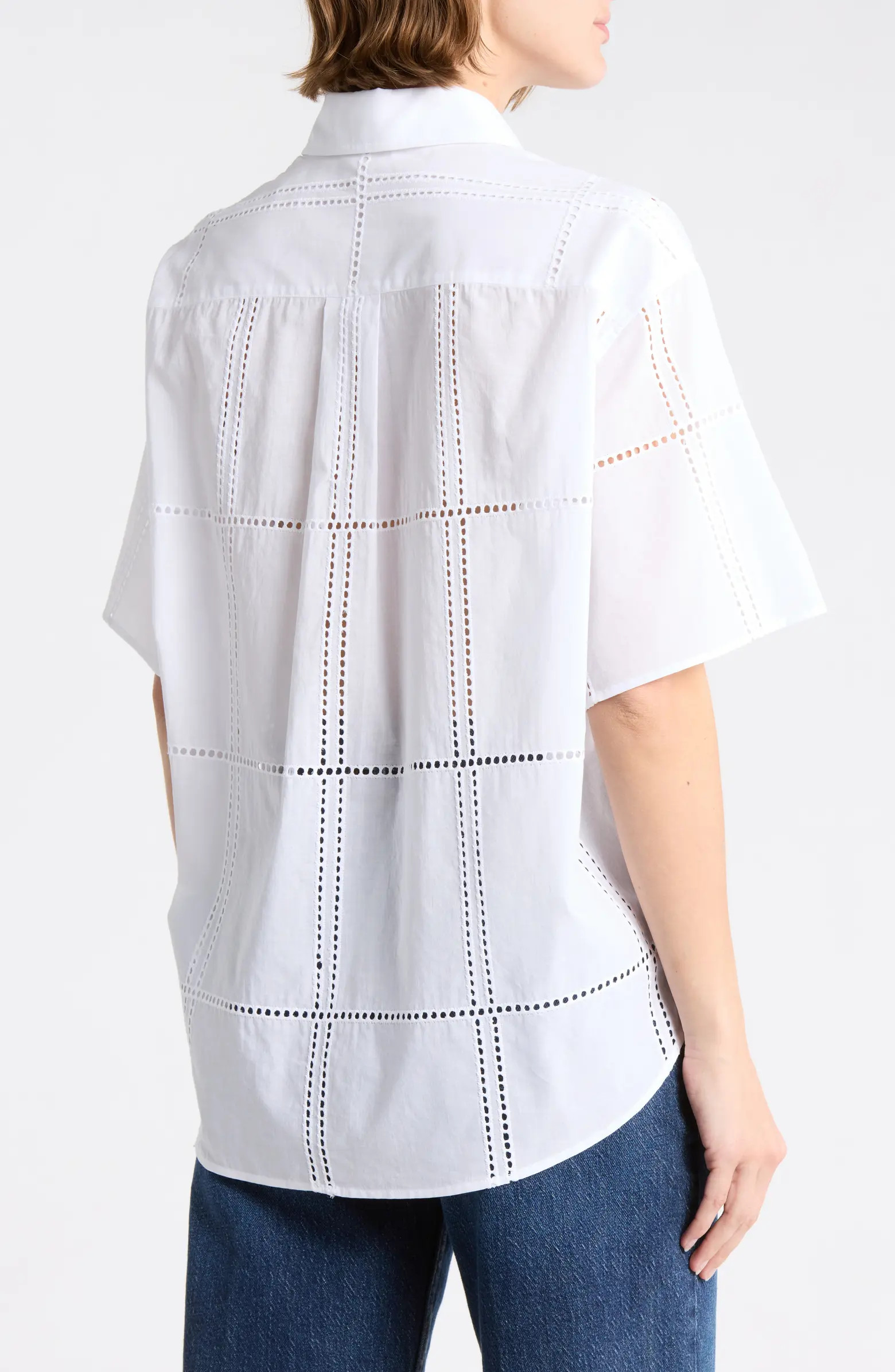 rag & bone Ella Eyelet Short Sleeve Button-Up Shirt | Nordstromrack | Nordstrom Rack