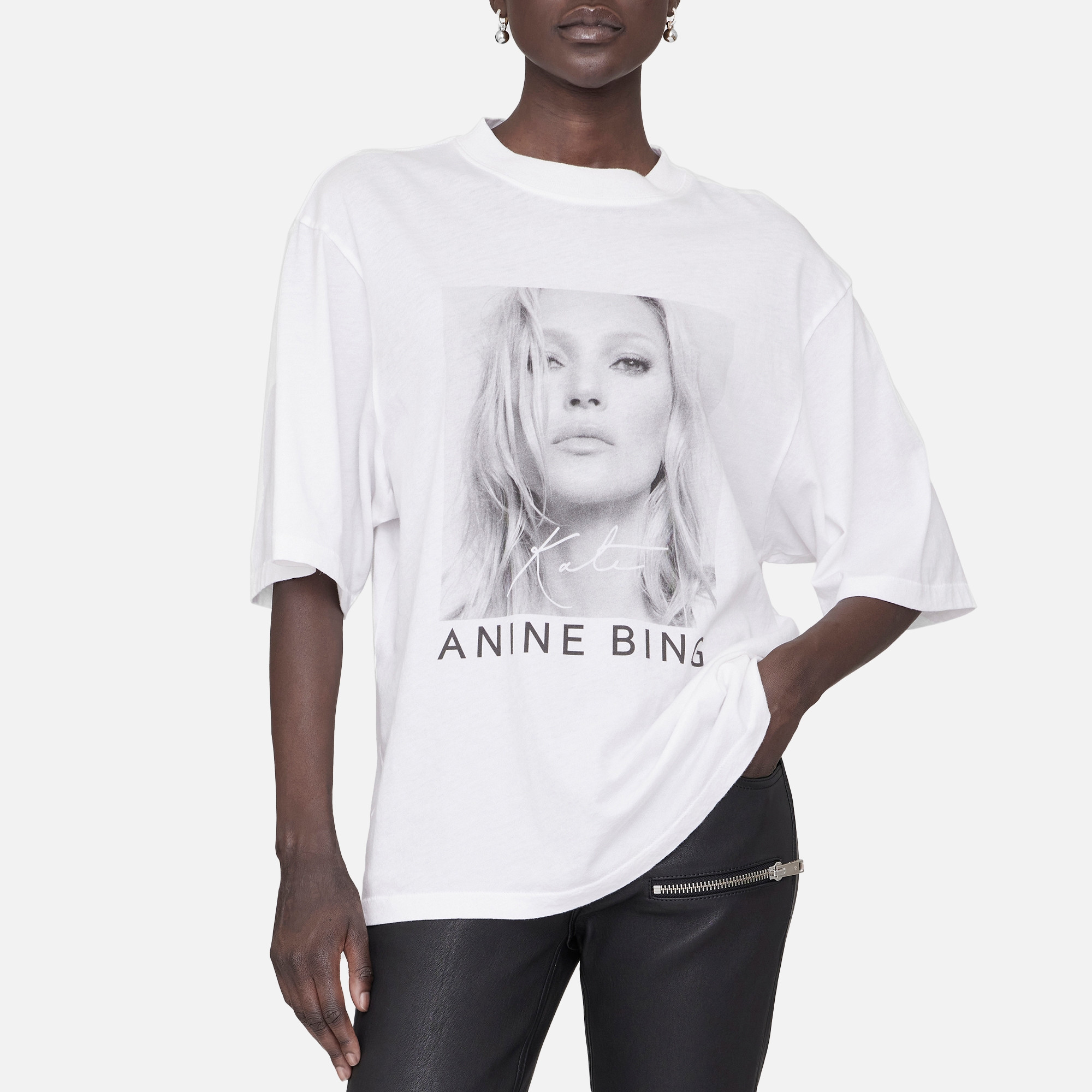 Anine Bing Avi Kate Moss Graphic Cotton T-Shirt - M | Coggles | Coggles (Global)