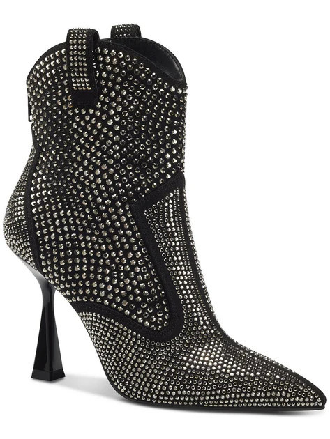 Oaklynne Womens Rhinestone Pointed Toe Booties | Shop Simon