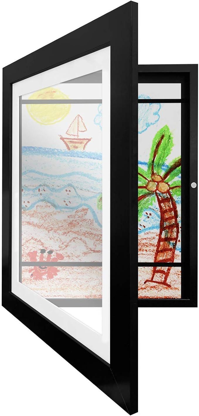 Americanflat 10x12.5 Kids Artwork Picture Frame in Black- Displays 8.5x11 With Mat and 10x12.5 Wi... | Amazon (US)