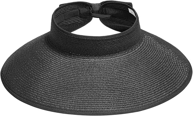 Sun Hats for Women Fashionable Womens Wide Brim Hat Roll-up Straw Sun Visor Hat | Amazon (US)