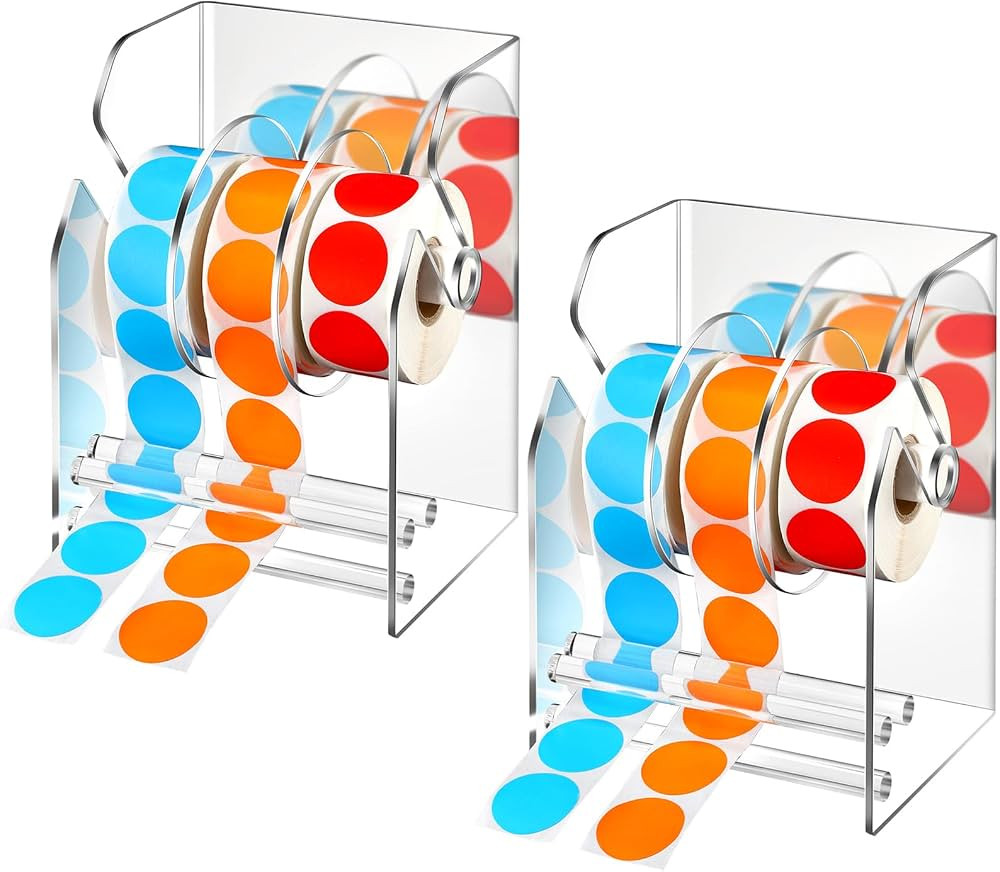 2 Pcs Adjustable Label Dispenser 3 Disks Sticker Roll Holder Sticker Dispenser Clear Label Roll H... | Amazon (US)
