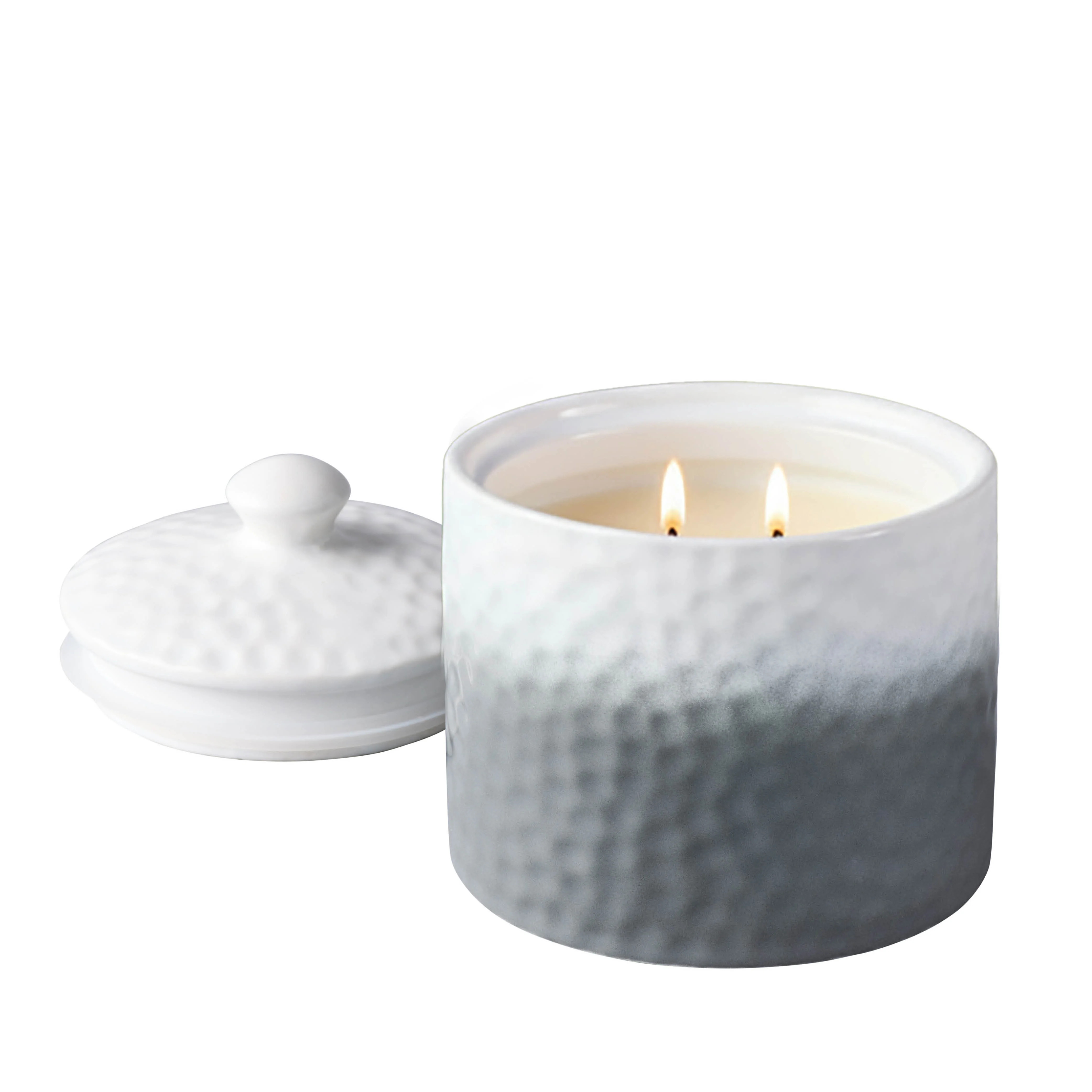 Better Homes & Gardens Blue Mint & Basil 2-Wick Gray & White Ombre Ceramic Jar Candle with Citron... | Walmart (US)