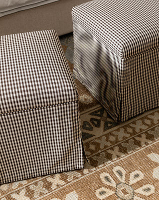 Latimer Ottoman (Ready to Ship) Tan Perennials Gingham | McGee & Co. (US)