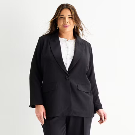 Liz Claiborne Womens Plus Classic Fit Blazer, 26w, Black | JCPenney