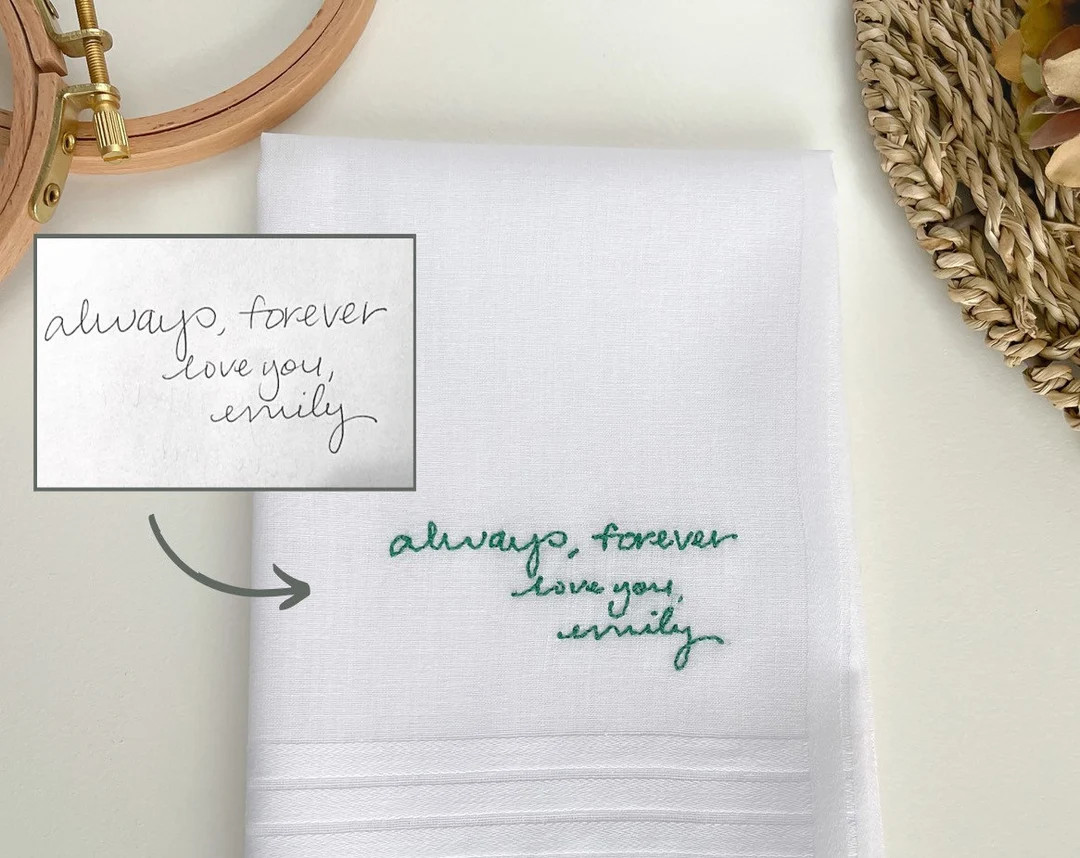 Gift for Groom from Bride - Embroidered Handwriting Handkerchief - Wedding Gift, Personalized Poc... | Etsy (US)