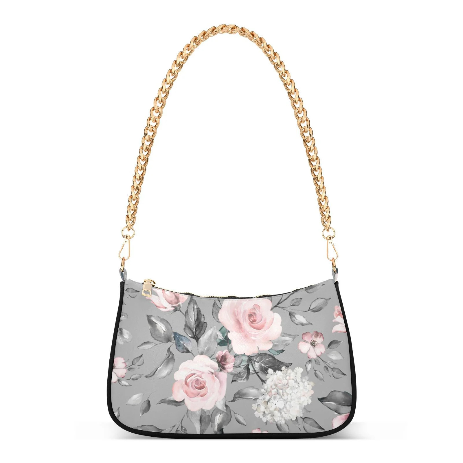 ALAZA Spring Pink Rose Flowers Grey Shoulder Bag Purse for Women Tote Handbag with Zipper Closure | Walmart (US)
