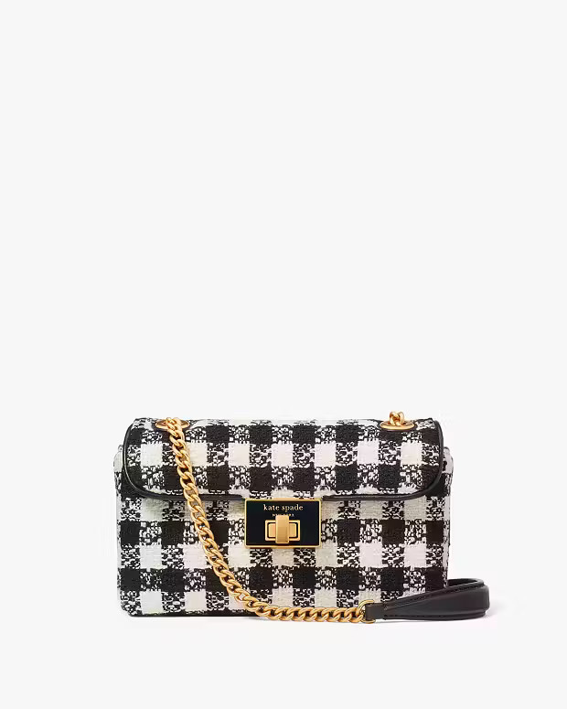 Evenlyn Gingham Tweed Fabric Small Shoulder Crossbody | Kate Spade (US)
