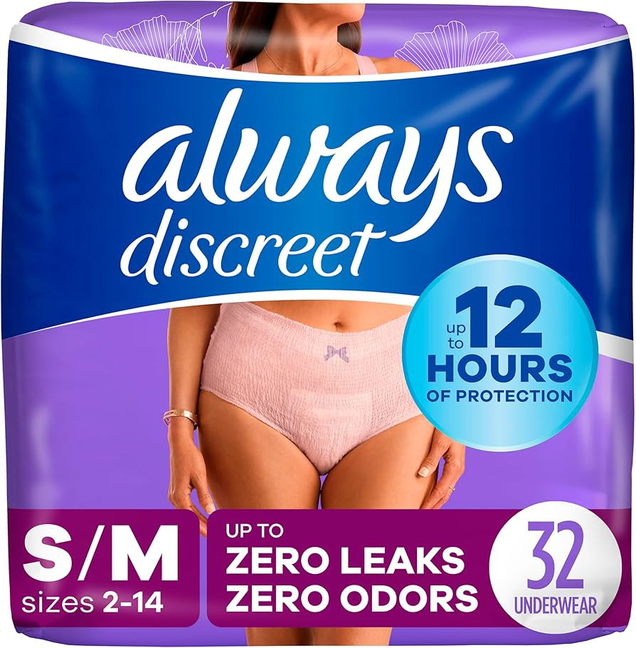 Always Discreet Incontinence & Postpartum Incontinence Underwear for Women, Small/Medium, Maximum... | Amazon (US)