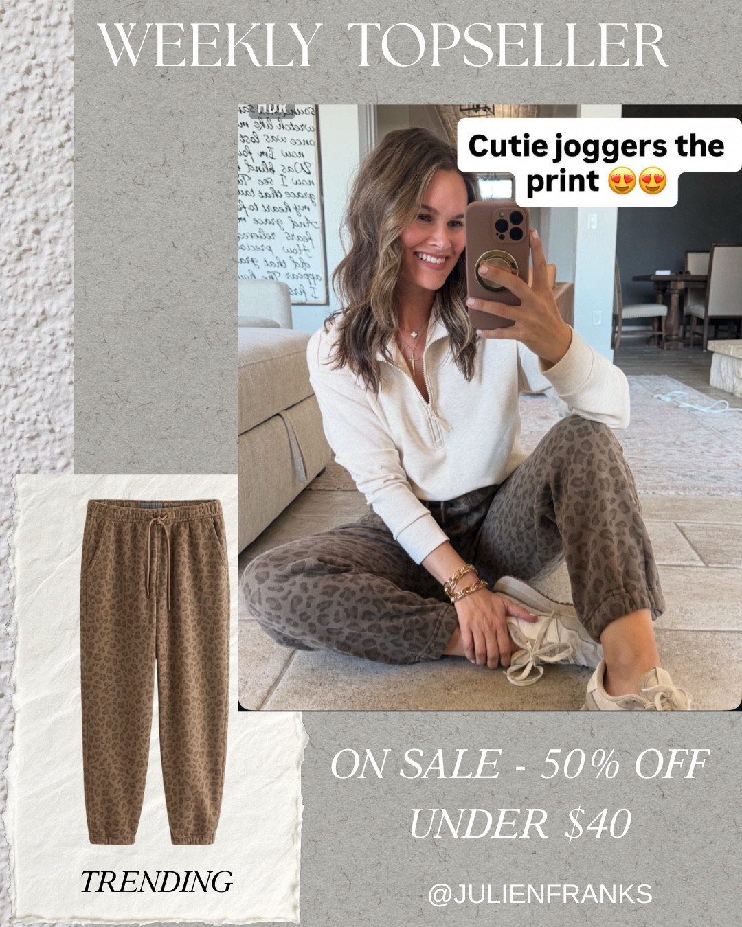 Weekly Topseller ✨ 

These cinched waist joggers from Abercrombie are so good! Very comfortable and I love the leopard print! #casualoutfit #winteroutfit 

#LTKootd #LTKFindsUnder100 #LTKFindsUnder50