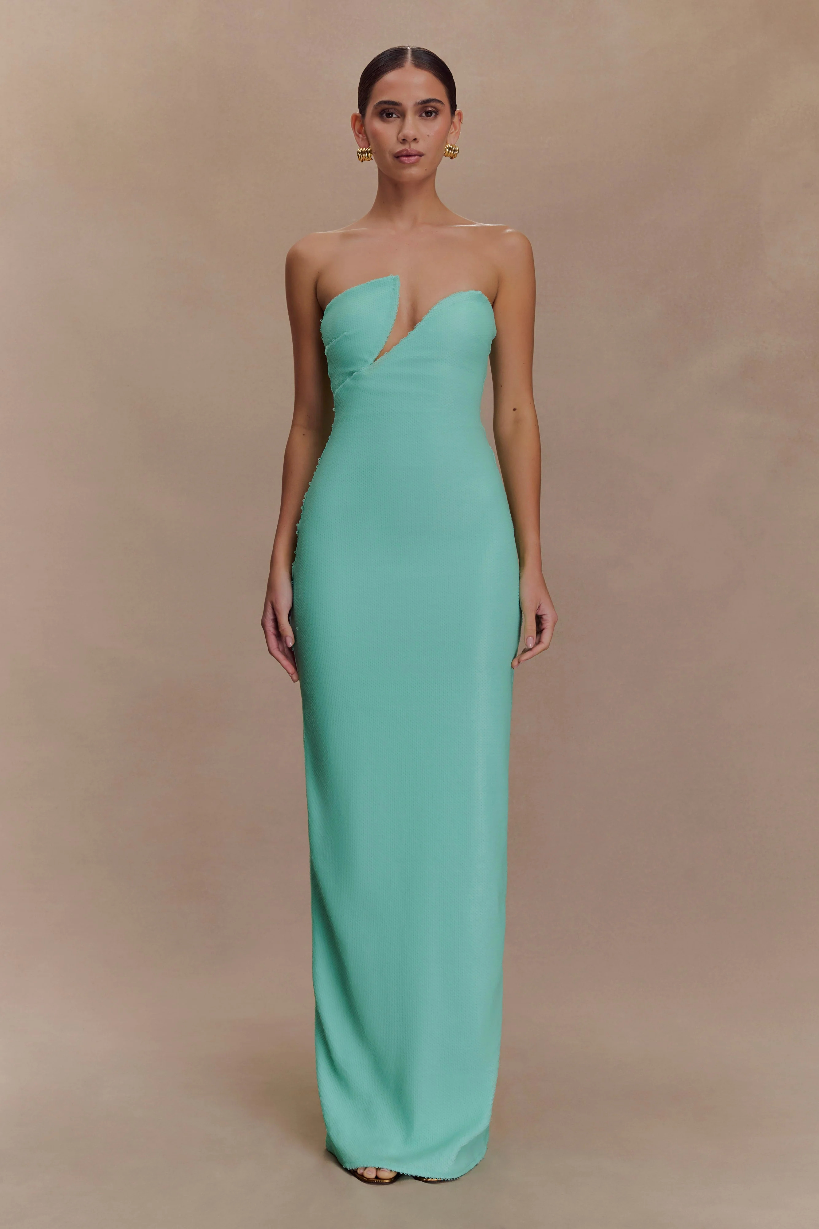 Strapless Sequin Maxi Dress - Lagoon | MESHKI US