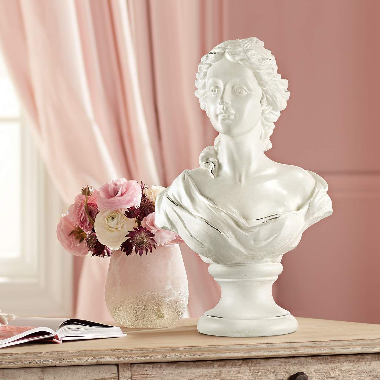 Classic Roman 16" High White Female Bust Statue - #71T18 | Lamps Plus | Lamps Plus
