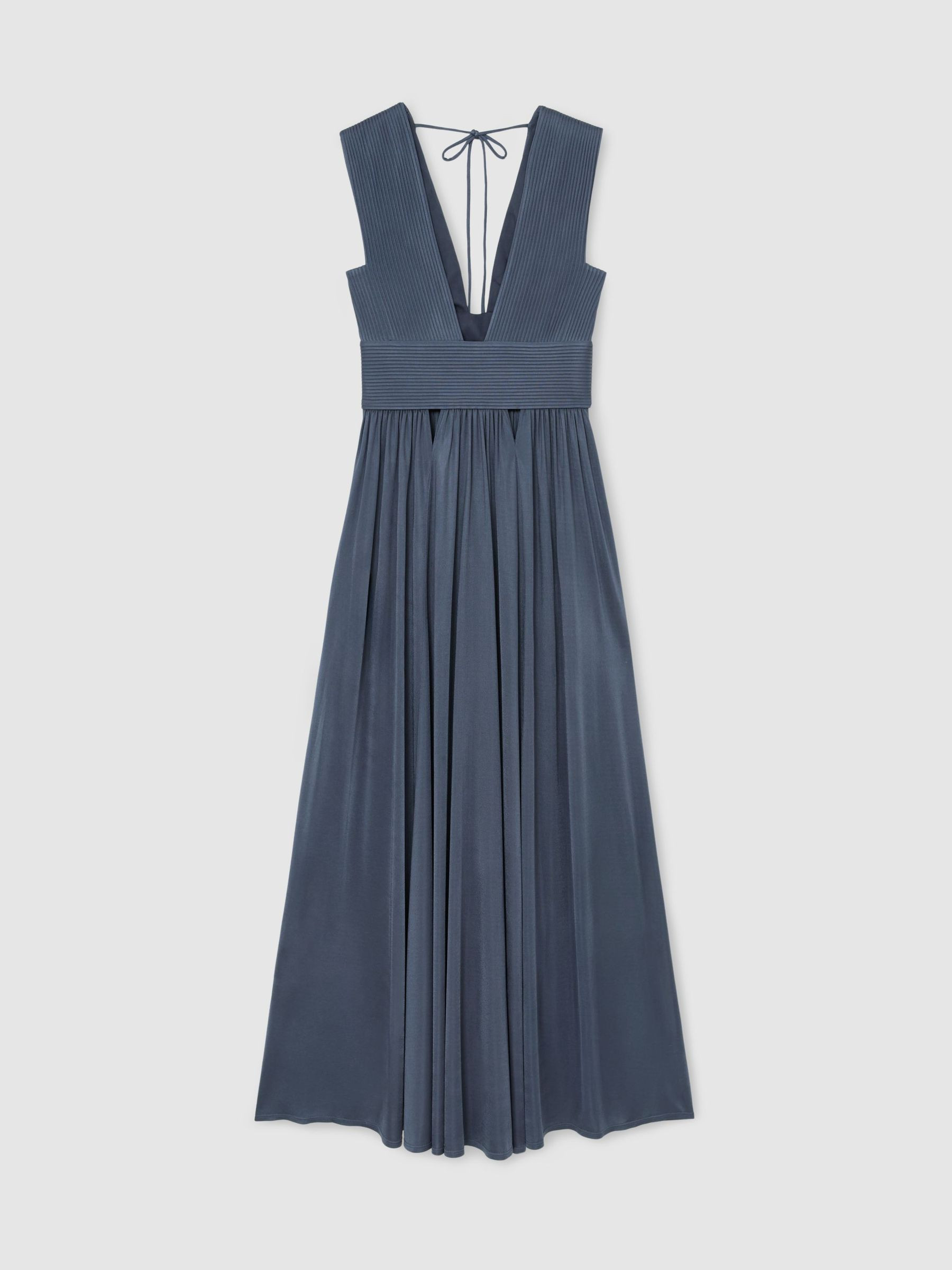 Atelier Pleated Plunge-Neck Maxi Dress in Teal | Reiss US