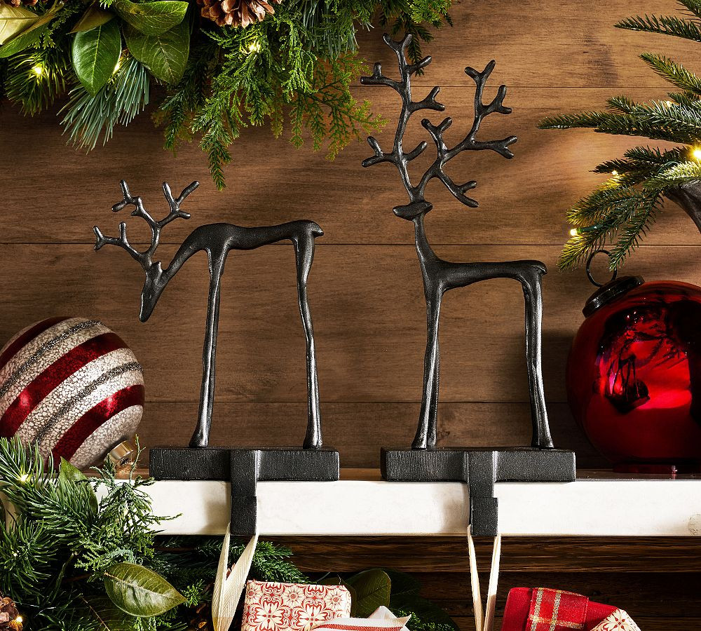 Sculpted Reindeer Stocking Holder | Pottery Barn (US)