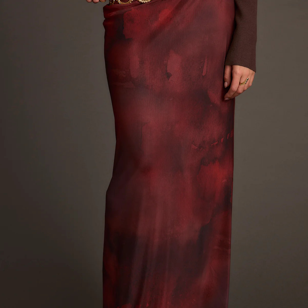 Julia Mulberry Blur Mesh Maxi Skirt | 12th Tribe