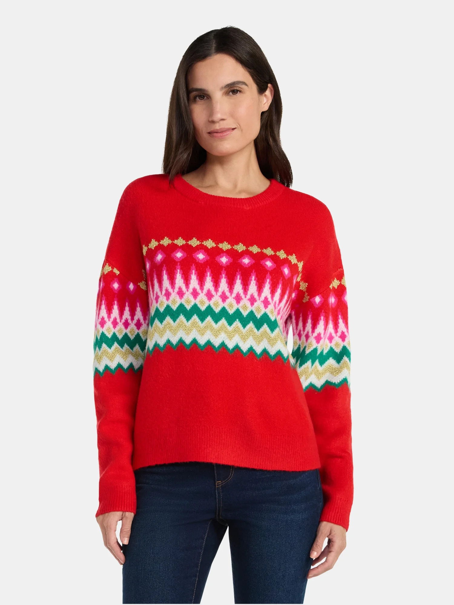 99 Jane Street Women's and Women's Plus Fair Isle Pullover Sweater, Midweight, Sizes XS-4X - Walm... | Walmart (US)