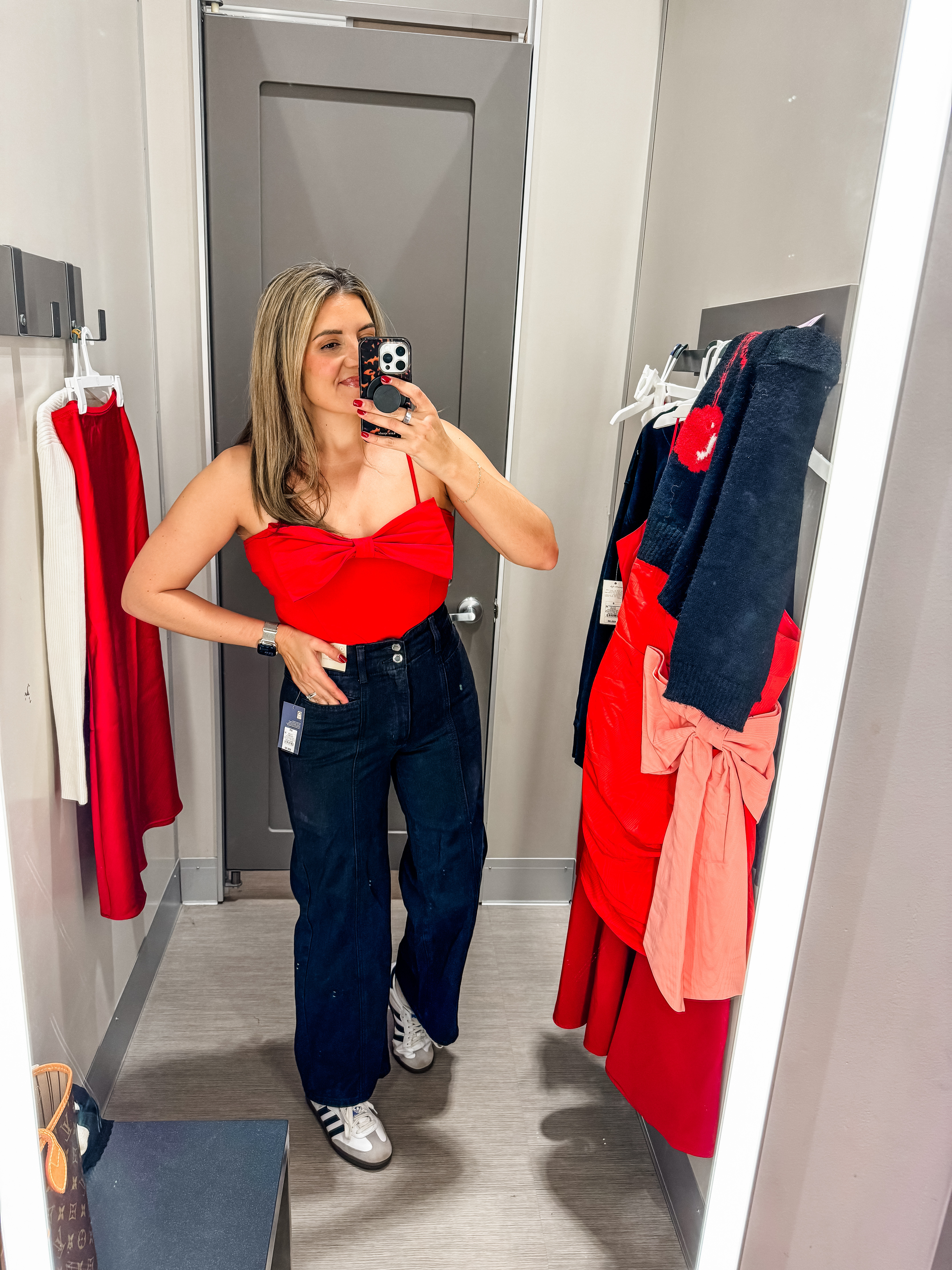 New Target holiday outfits! @targetstyle size 8 try on! New arrivals for holiday parties. 30% off!

Red bow bodysuit size medium. Size 8 black high rise jeans. (I suggest sizing up)

#targetstyle #size8 

#LTKSaleAlert #LTKHoliday #LTKFindsUnder50