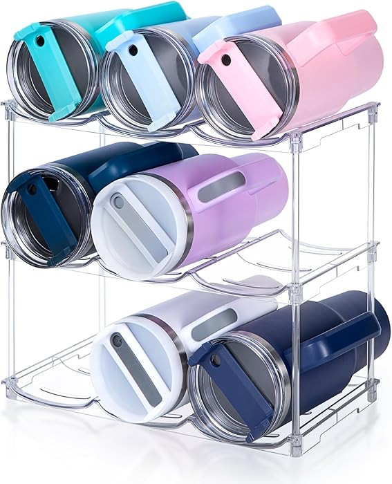 Stackable Water Bottle Organizer for Stanley 40 oz Tumbler, Water Bottle Holder for Cabinet, Pant... | Amazon (US)