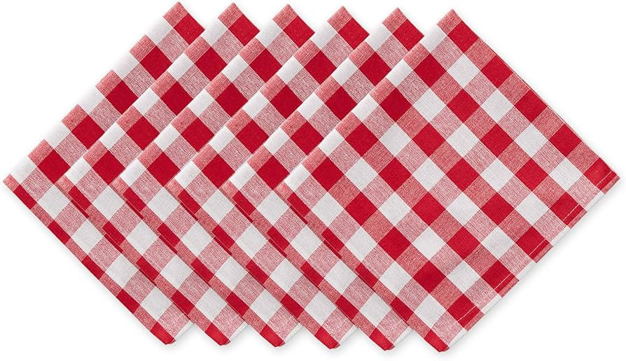 DII Checkered Tabletop Collection 100% Cotton, Machine Washable, Napkin Set, 20x20, Red, 6 Piece | Amazon (US)