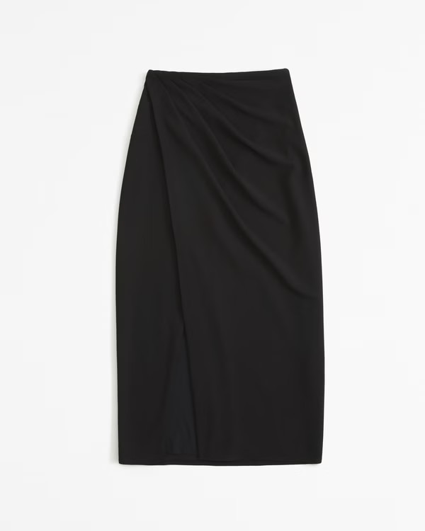 Crepe Draped Midi Skirt | Abercrombie & Fitch US & UK