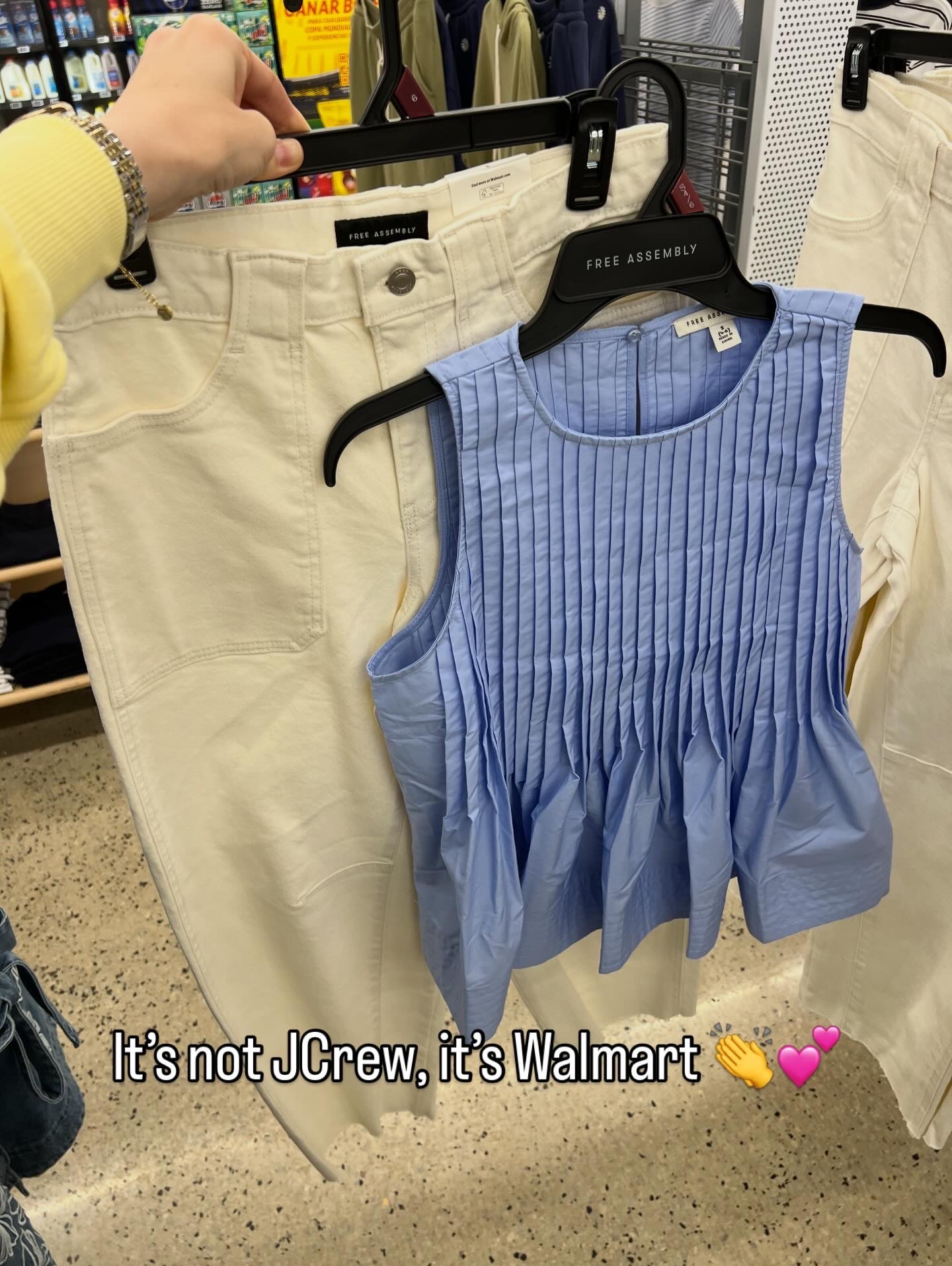 Walmart spring outfit idea with peplum pleated top 