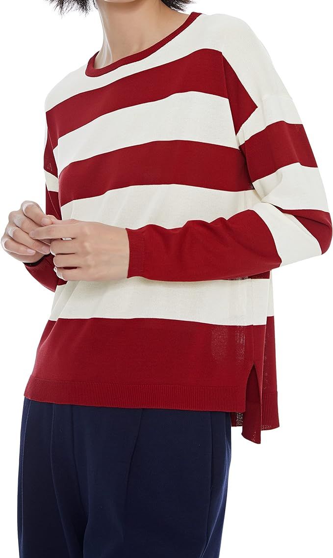 GIL'B Women's Viscose Mix Breton Lightweight Summer Striped Sweater | Amazon (US)