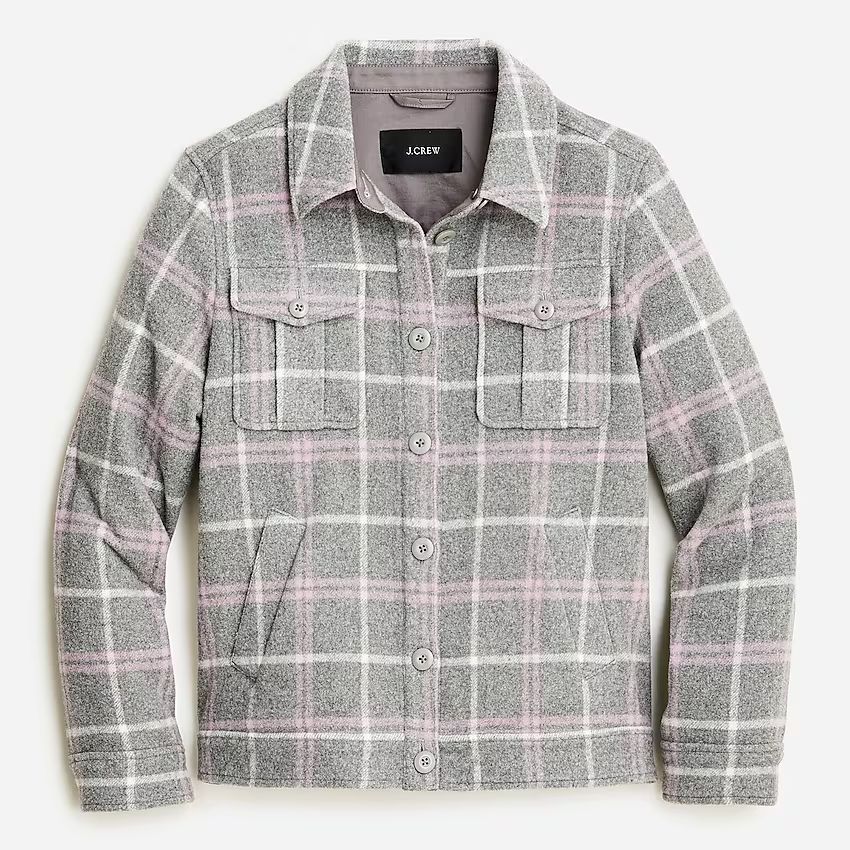 Shirt-jacket in stretch wool plaid | J.Crew US