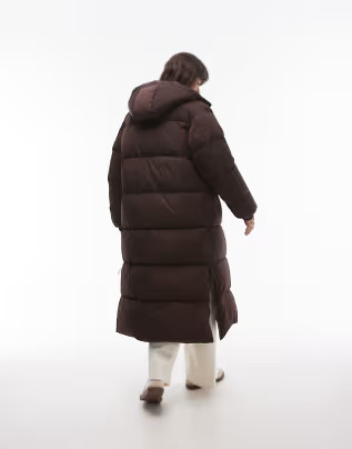 Topshop longline puffer jacket in brown | ASOS (Global)