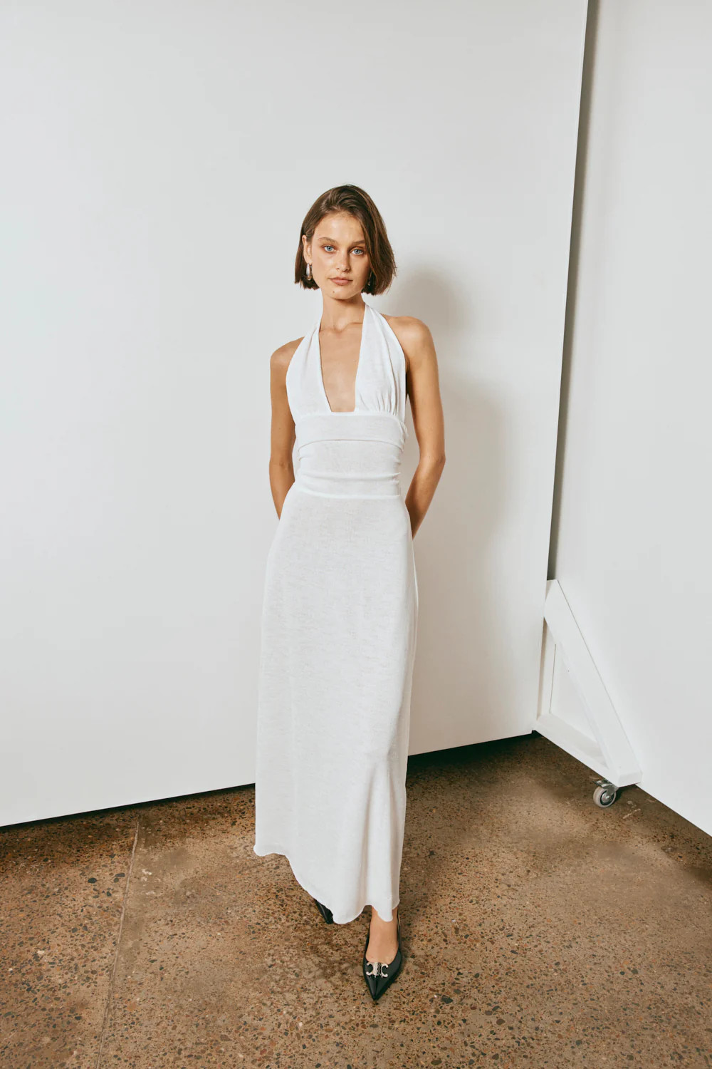 When In Italy Halter Midi Dress White | VRG Grl