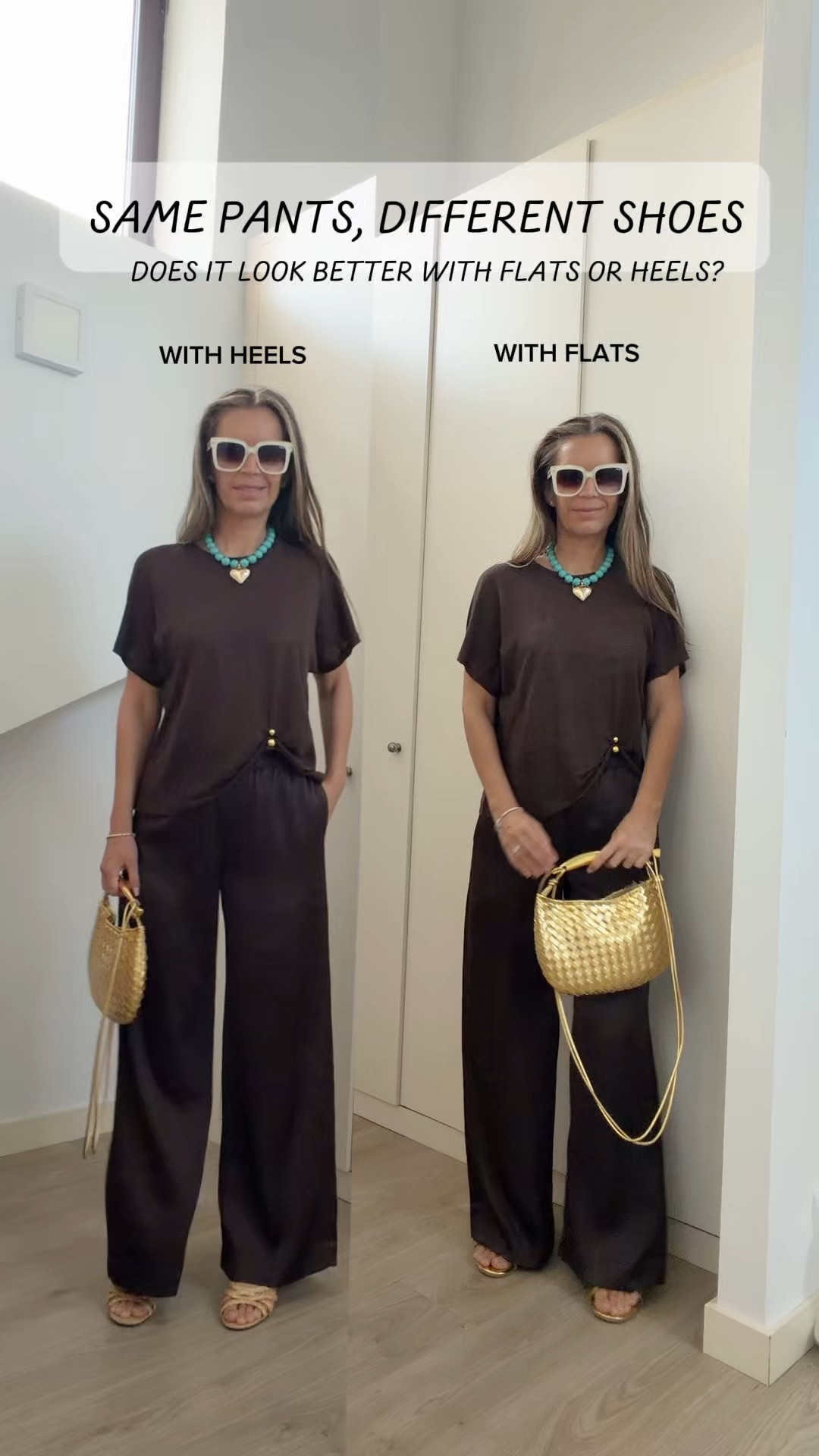 Brown linen t short sz S
Satin brown pants sz S
I’m 5’5” 122 lbs

#LTKgrwm #LTKootd #LTKOver40
