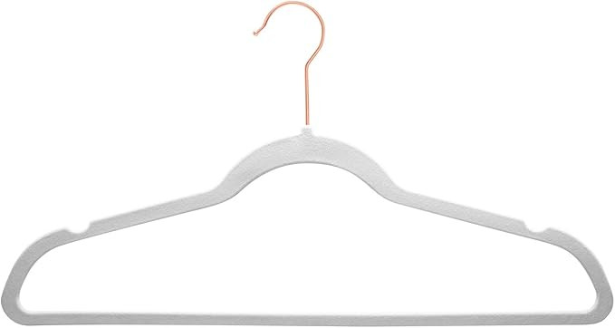 Amazon Basics Slim, Velvet, Non-Slip Clothes Suit Hangers, Ivory/Gold - Pack of 30 | Amazon (US)