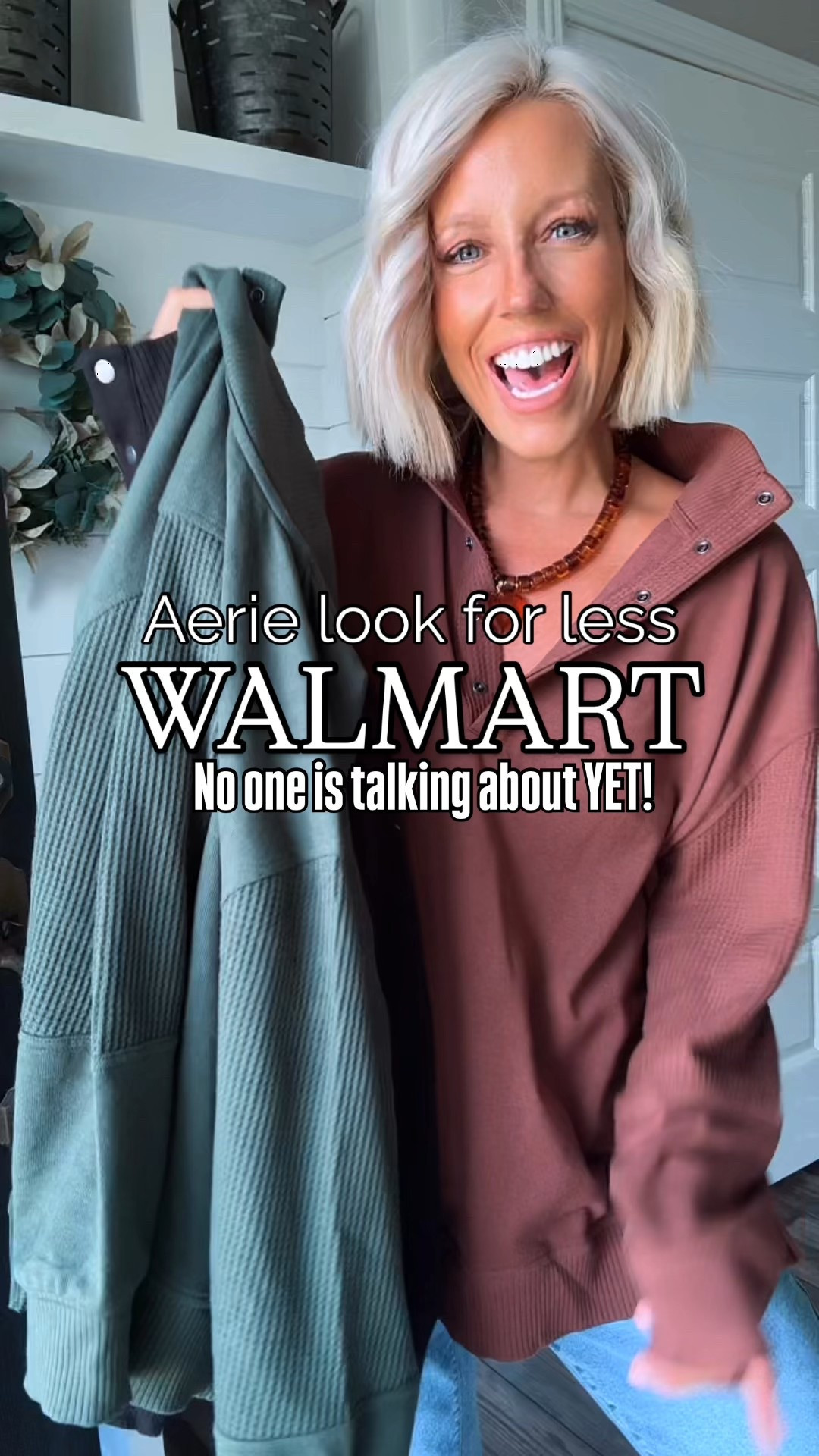 I’m so excited about this Aerie look for less Walmart find!!!! All the waffle details, snaps, and colors but for $19.98!!!
⬇️⬇️⬇️
Top is  plus size brand - wearing 0X
Jeans size 6 (roomy fit)

#LTKStyleTip #LTKFindsUnder100 #LTKFindsUnder50