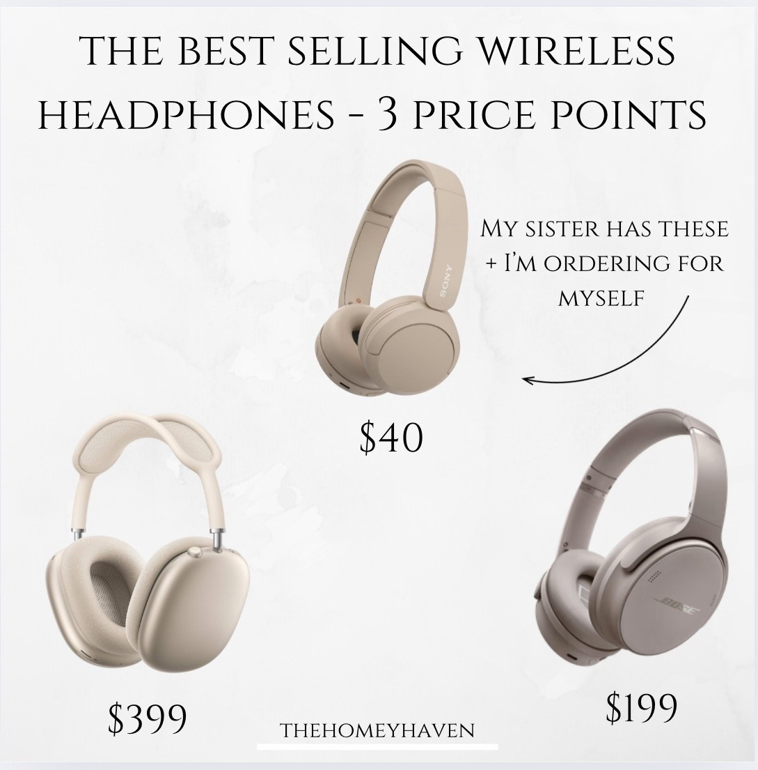 Best selling wireless headphones this year- at 3 different price points!

My sister has the $40 pair- she loves them and I’m getting slit while they are on sale!

All 3 are on sale too!

Teen gifts, gifts for him, gifts for her, gifts for travel, travel outfit, gifts for the athlete, gifts for the kids, teen girl gifts, gift guide, wireless headphones, Amazon Black Friday sales, Amazon cyber Monday sales, Amazon finds 


#LTKSaleAlert #LTKTravel #LTKKids