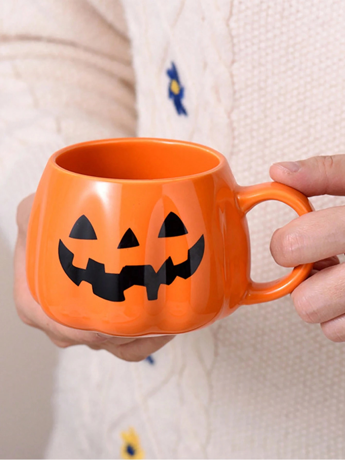 1pc 400ml Halloween Ceramic Pumpkin Mug, Milk Cup, Coffee Cup, Creative Decorative Gift Cup Hallo... | SHEIN