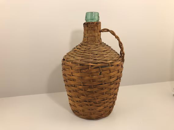 Wicker Wrapped VIRESA Demijohn Wine Bottle Large Vintage - Etsy | Etsy (US)