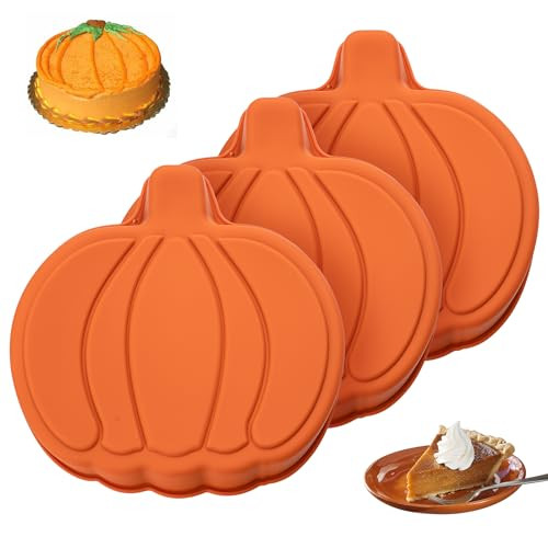 Dootafy Pumpkin Cake Pan 3 Pack Silicone Pumpkin Pancake Mold, 7 Inch Fall Cake Molds Pumpkin Layer Rainbow Baking Cake Pan for Halloween Thanksgiving | Amazon (US)