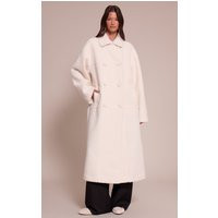 Ecru Boucle Double Breasted Maxi Coat | PrettyLittleThing US